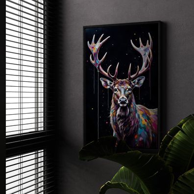 Hirsch Kunst, Wandbild Deko Tier in Leinwand, Acrylglas oder Poster Nr2