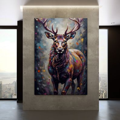 Hirsch Kunst, Wandbild Deko Tier in Leinwand, Acrylglas oder Poster Nr3
