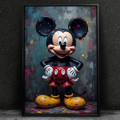 Pop Art, Micky Maus in Farben Kunst, Bunte Wandbild, Acrylglas, Poster, Leinwand Nr6