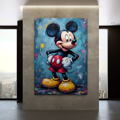 Micky Maus in Farben Kunst, Bunte Wandbild, Acrylglas, Poster, Leinwand Nr10