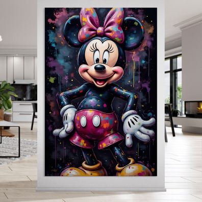 Minnie Maus in Farben Kunst, Bunte Wandbild, Acrylglas, Poster, Leinwand Nr12