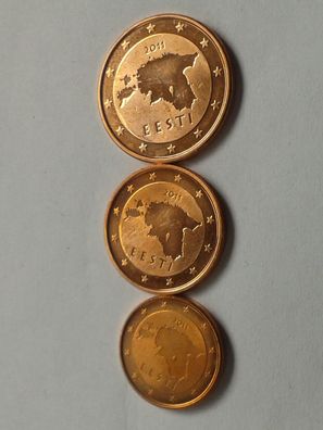 1 cent 2 cent 5 cent 2011 Estland unzirkulert 1,2,5 cent 2011 Estland