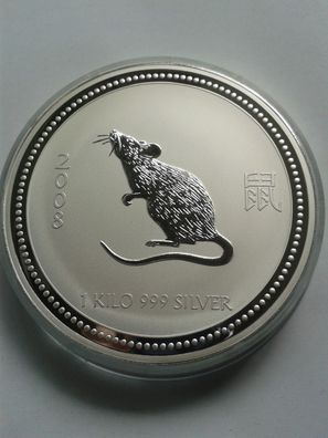 Original 30$ 2008 Australien Lunar Ratte Maus 1kg Silber kilo Silber 30 Dollars 2007