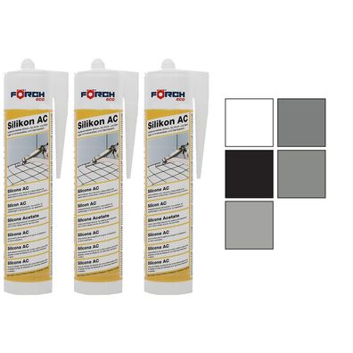 3x FOERCH Silikon AC ECO 0.31 LTR Kartusche Silikondichtungsmasse dauerelastisch