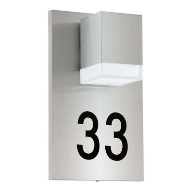 LED Hausnummer-Wandleuchte "PARDELA 1" Edelstahl silber 28x17x10cm 93369