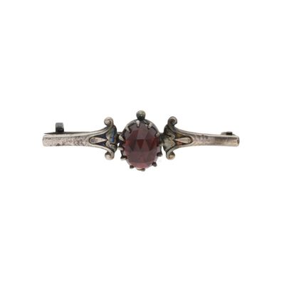 Trachten Brosche 800/000 Silber, Granat, Handarbeit, teilw. geschwärzt, getragen