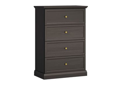AX LIVING Kommode Schmal „Levantos K4S“ - 75,5 cm, Schwarz Grafit