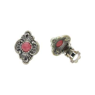 Trachten Ohrclips 925/000 Silber, leicht geschwärzt, Rhodochrosit, getragen 25323192