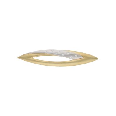 Bicolor Tuchnadel-Brosche 585/000 Gold, Weißgold, Brillanten, Second Hand, getragen