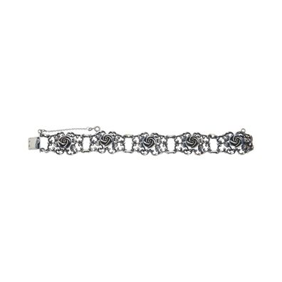 835/000 Silber Trachten Armband, Rosen, Kastenverschluss, geschwärzt, Second Hand