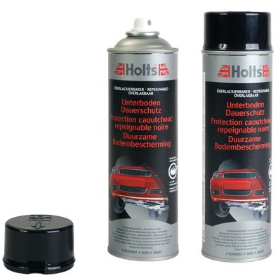 2x Set Holts Unterbodenschutz Spray-Dose Kautschuk Schwarz Korrosionsschutz Auto
