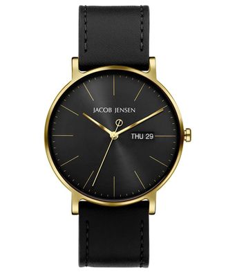 Jacob Jensen Herrenuhr Titan Quarz Schwarz/Goldfarben 165
