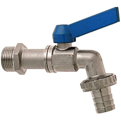 GEKA® Kugelauslaufventil 3/4 Zoll - 12 mm Messing vernickelt blauer Griff