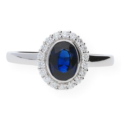 JuwelmaLux Ring 585/000 Weißgold, Brillanten 0,175 Carat, Saphir, JL10-07-0101