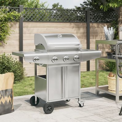 Gasgrill | BBQ | Gartengrill | m. Seitenbrenner | Piezo-Zündung | Grillwagen