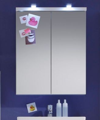 Bad Spiegelschrank weiß Hochglanz 65 x 80 cm Badezimmer Schrank Spiegel Nightlife