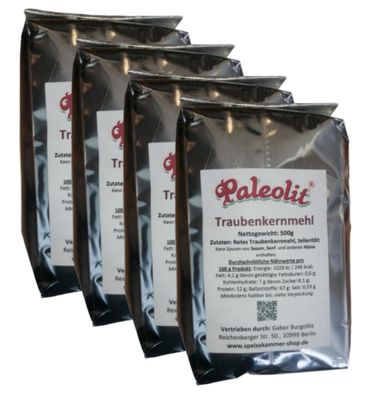 4 x 500g Traubenkernmehl OPC Rohkostqualität 100 % Naturrein Fein Gemahlen
