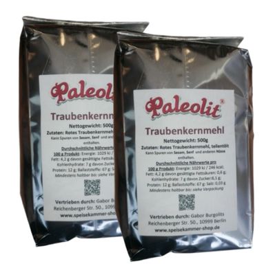 2 x 500g Traubenkernmehl OPC Rohkostqualität 100 % Naturrein Fein Gemahlen