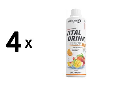 4 x Best Body Nutrition Vital Drink Zerop (500ml) Multifruit