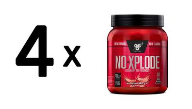 4 x BSN N.O.-Xplode (390g) Red Rush
