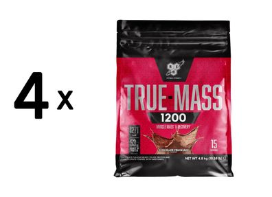 4 x BSN True Mass 1200 (4.73kg) Chocolate Milkshake