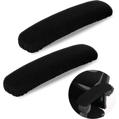 Bürostuhl Armlehnen Polster Abdeckungen 2er Pack Schwarz Dehnbar Polyester