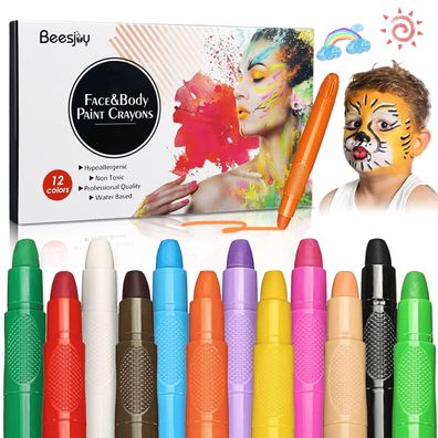 Abwaschbare Kinderschminke 12 Farben Sicher Ungiftig Eltern-Kind Spaß