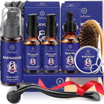 Geschenkset für Männer Bartpflege Bartwachstum Bartöl Balsam Roller Serum