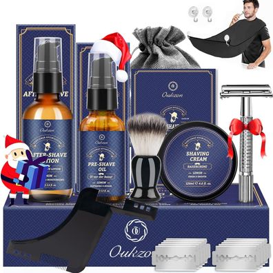 Rasierset Bartpflegeset Herren Geschenk Öl Creme Lotion Hobel Pinsel Schablone