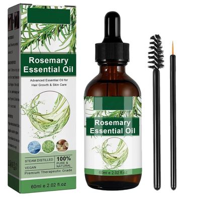 Ätherisches Rosmarinöl 60ML Haar Hautpflege Wimpern Augenbrauen Wachstum