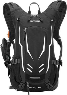 Toptrek 18L Fahrradrucksack Ultraleicht Wasserdicht mit Helmabdeckung Schwarz