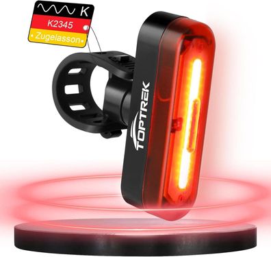 Toptrek Rücklicht Fahrrad USB C aufladbar StVZO LED IPX5 wetterfest