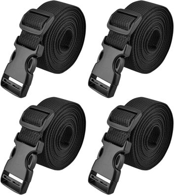 Nylon Gurtband Schwarz 25mm Verstellbare Schnallen 4 Stück 1m
