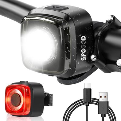 SPGOOD Fahrradlicht StVZO Zugelassen USB Aufladbar Wasserdicht