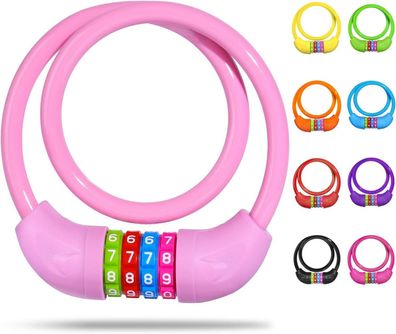 Kinder Fahrradschloss 10mm Zahlenschloss Anti-Diebstahl Pink