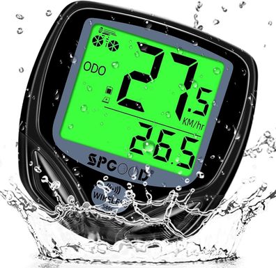 Fahrradcomputer Kabellos 19 Funktionen IP54 Display Schwarz
