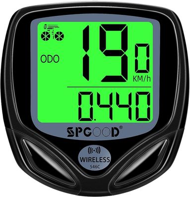 Fahrradcomputer Kabellos IP54 16 Funktionen LCD Geschwindigkeit Schwarz