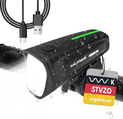 LED Fahrradlicht Vorne 100 Lux StVZO Zugelassen IPX5 USB Aufladbar