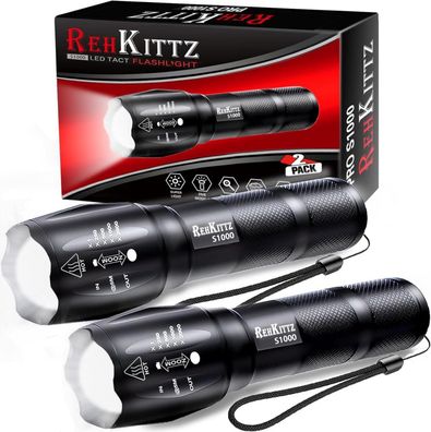 2x LED Taschenlampe 2000 Lumen Camping Taktische Lampe Zoom