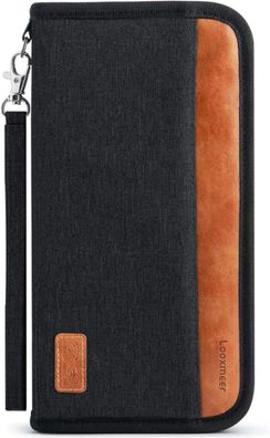 Reisepass Tasche Familie Organizer RFID-Blocker Schwarz Braun