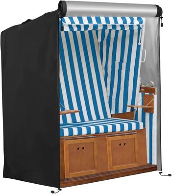 Strandkorb Schutzhülle Winterfest 420D Oxford Stoff Schwarz 135x105x175/140cm