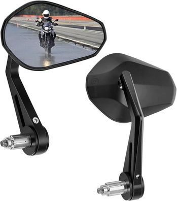Motorrad Lenkerendenspiegel, 2 Stück E-geprüft 360° drehbar 22mm