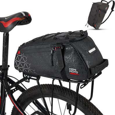 Fahrradtasche Gepäckträger 8L wasserdicht Mehrere Fächer Tragegriff Schwarz