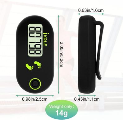 Flintronic Schrittzähler Mini 3D für Gehen Laufen Sport Kinder Senioren