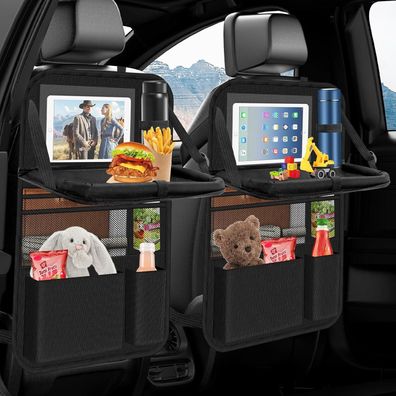 Auto Organizer Kinder Rückenlehnenschutz Wasserdicht 2er Set mit Klapptisch