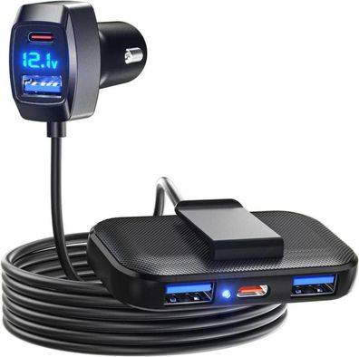 Autoladegerät 5 USB-Ports Zigarettenanzünder 31W 3 USB-A 2 Typ-C 1,5M Kabel