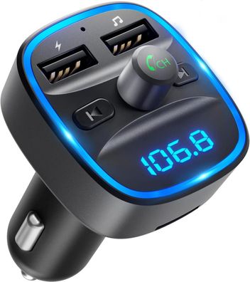 Lencent Bluetooth FM Transmitter Auto Adapter Dual USB Autoladegerät Dunkelgrau