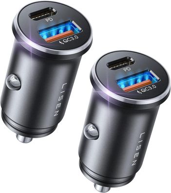 USB C Autoladegerät 2er Set 54W PD&QC3.0 KFZ Ladegerät Schnell Laden Schwarz