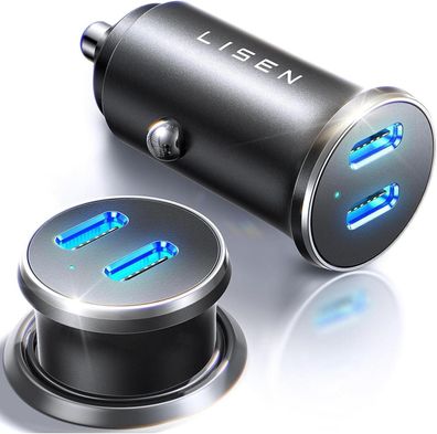 90W Zigarettenanzünder 12V USB C Mini Titanium PD45W Auto Ladegerät S23 Schwarz