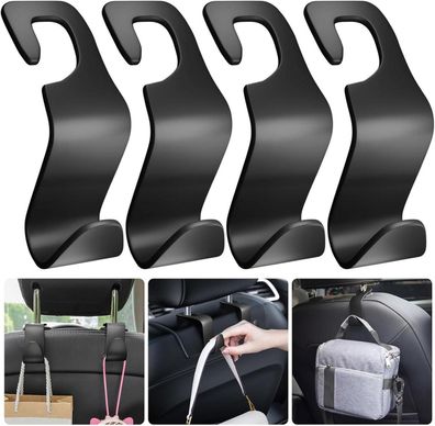 Auto Kopfstützenhalterung Haken 4er Set Schwarz Geldbörse Tasche